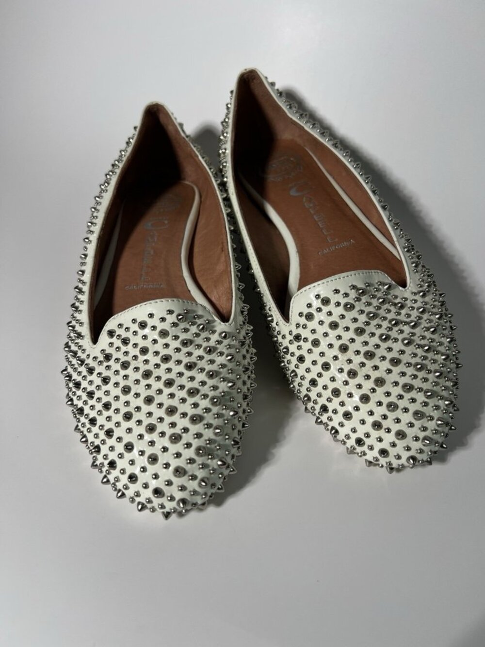Jeffrey Campbell Ibiza Martini Studded Flats Cream Women’s Size 8.5
